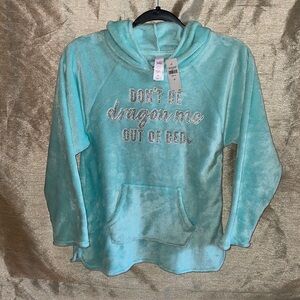 NWT.  Girls size 10 pullover sweatshirt.  Aqua Blue.